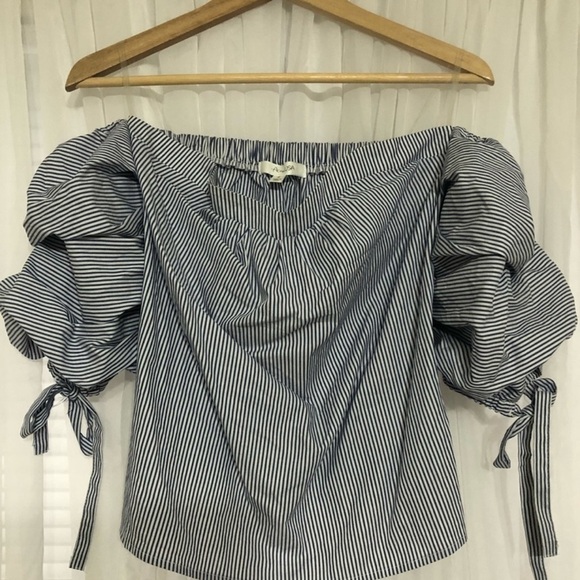 Tops - Striped off the shoulder top